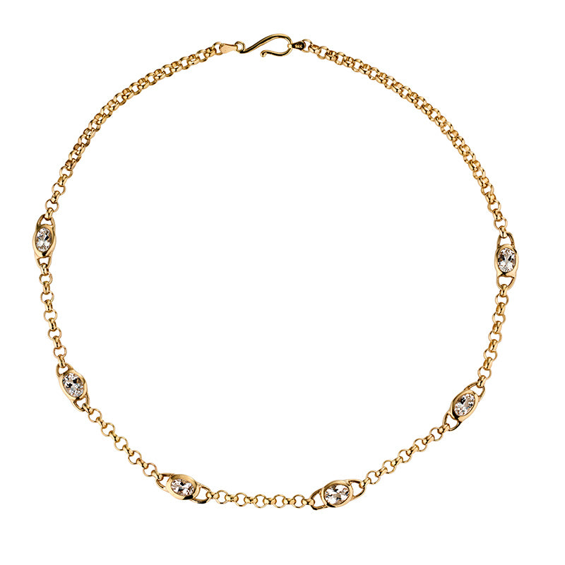 Mermesa Chain Necklace with Quartz - Solid Gold