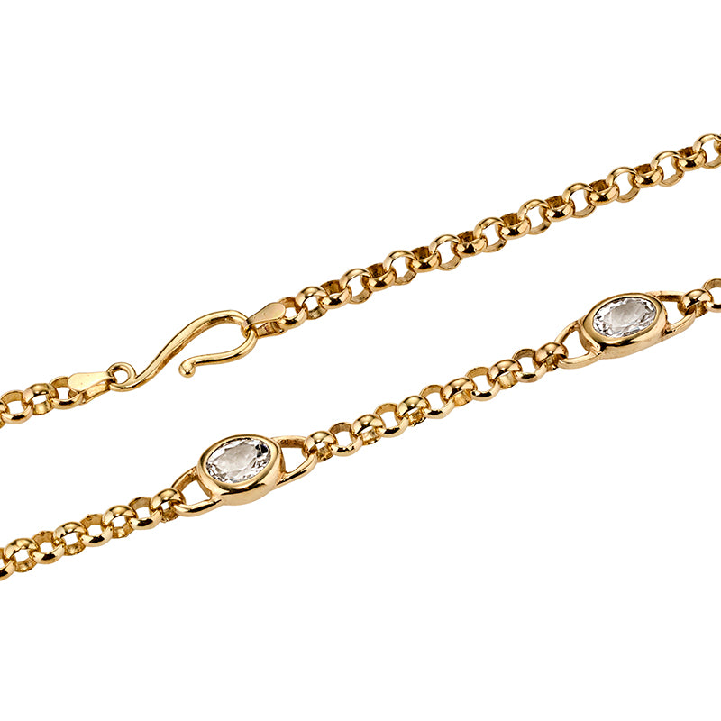 Mermesa Chain Necklace with Quartz - Solid Gold