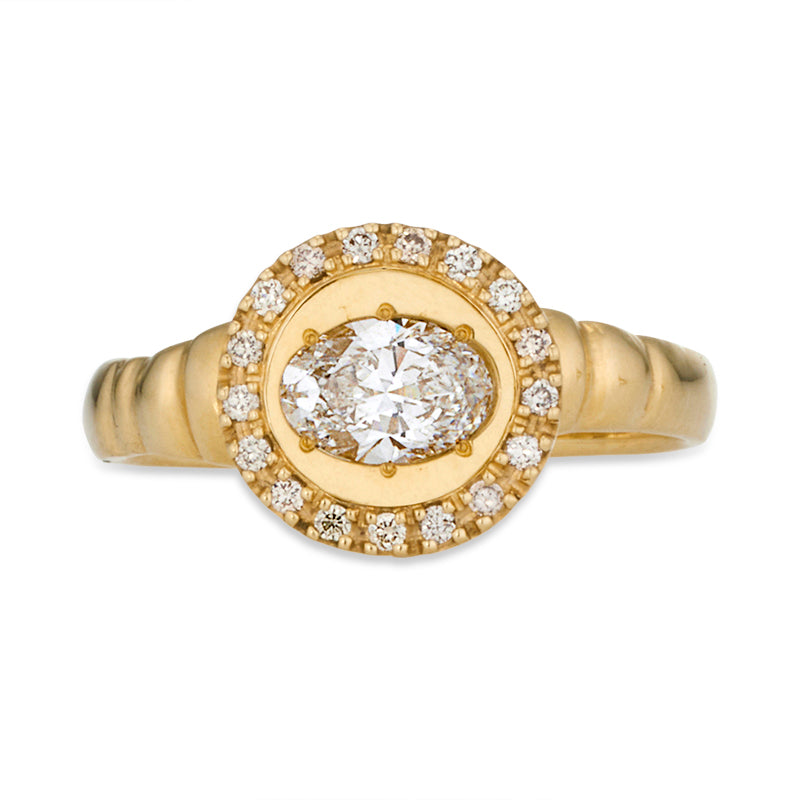 Petite Theseus Ring with Diamond - Solid Gold