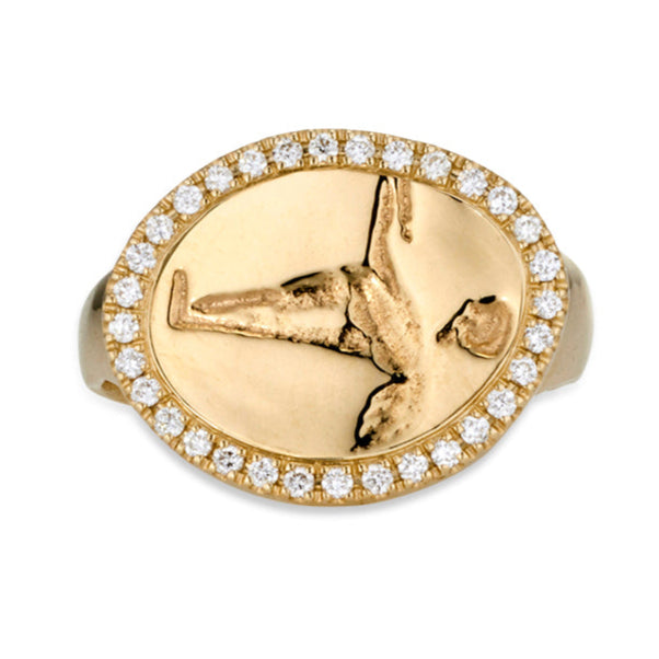 Peristera Ring with White Diamond - Solid Gold