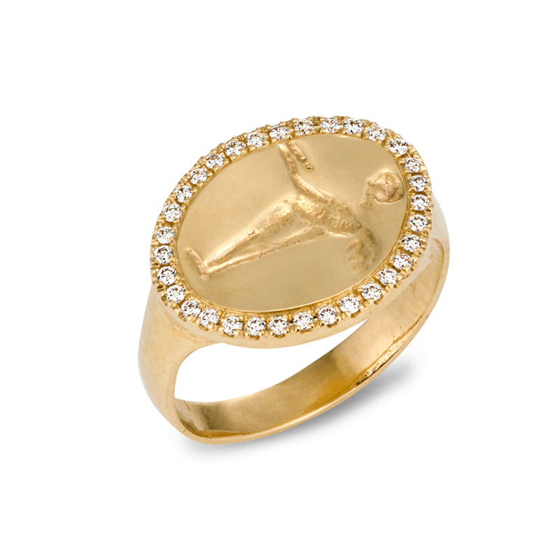 Peristera Ring with White Diamond - Solid Gold