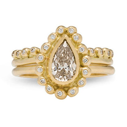 Daphne Ring Stack with Champagne Diamond - Solid Gold