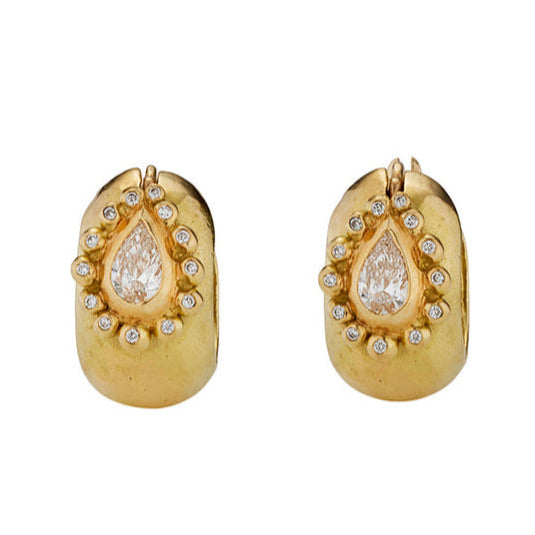 Daphne Hoop Earrings with Diamond - Solid Gold