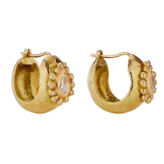 Daphne Hoop Earrings with Diamond - Solid Gold