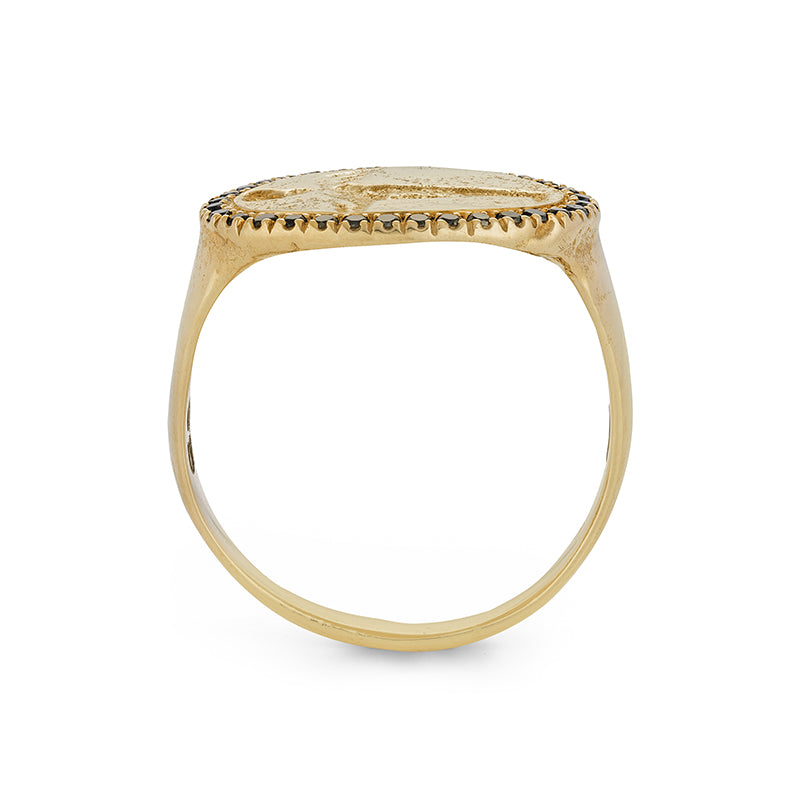 Peristera Ring with Black Diamond - Solid Gold