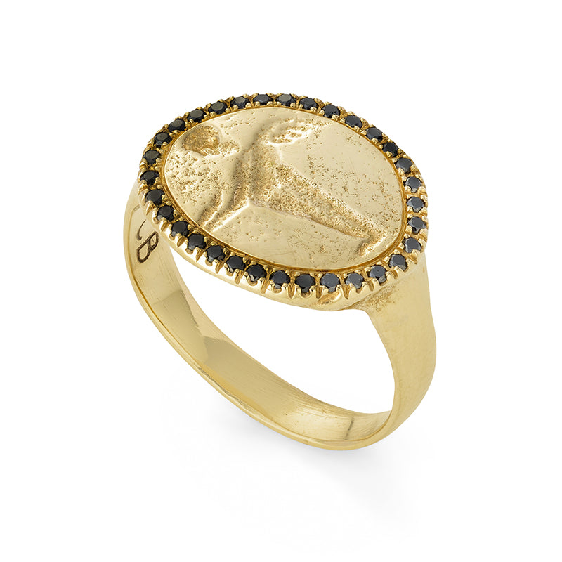 Peristera Ring with Black Diamond - Solid Gold