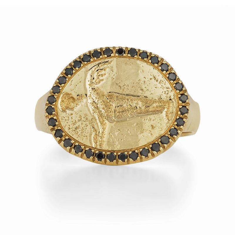 Peristera Ring with Black Diamond - Solid Gold