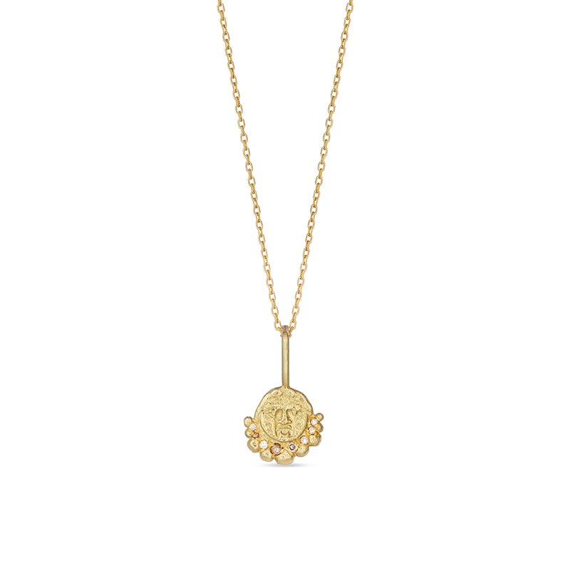 Gorgoneion Radiance Pendant with Diamonds - Solid Gold