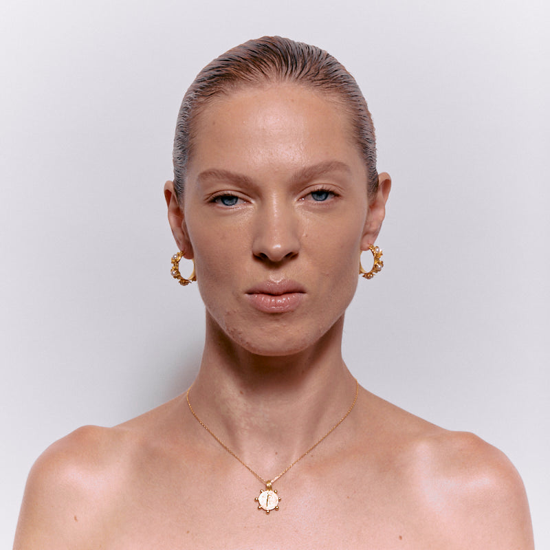 Bellaria Hoops in Pearl - 18K Gold Plated