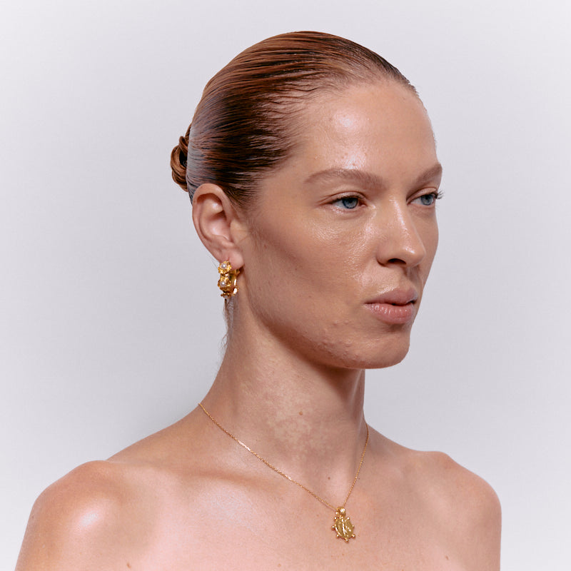 Bellaria Hoops in Pearl - 18K Gold Plated