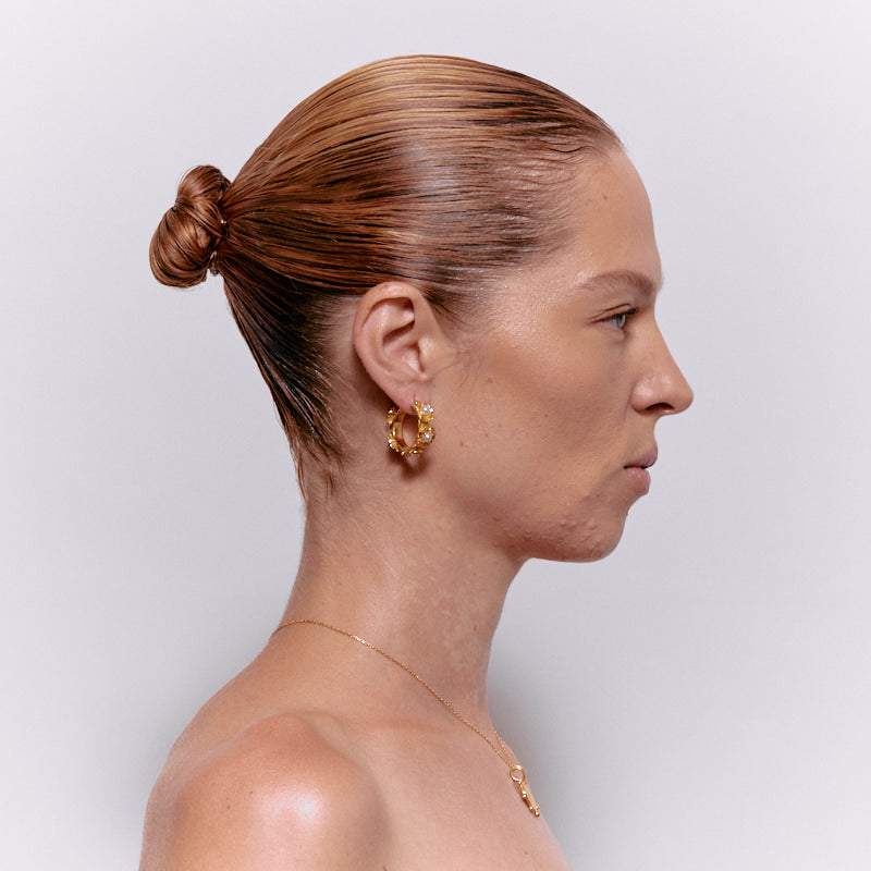 Bellaria Hoops in Pearl - 18K Gold Plated