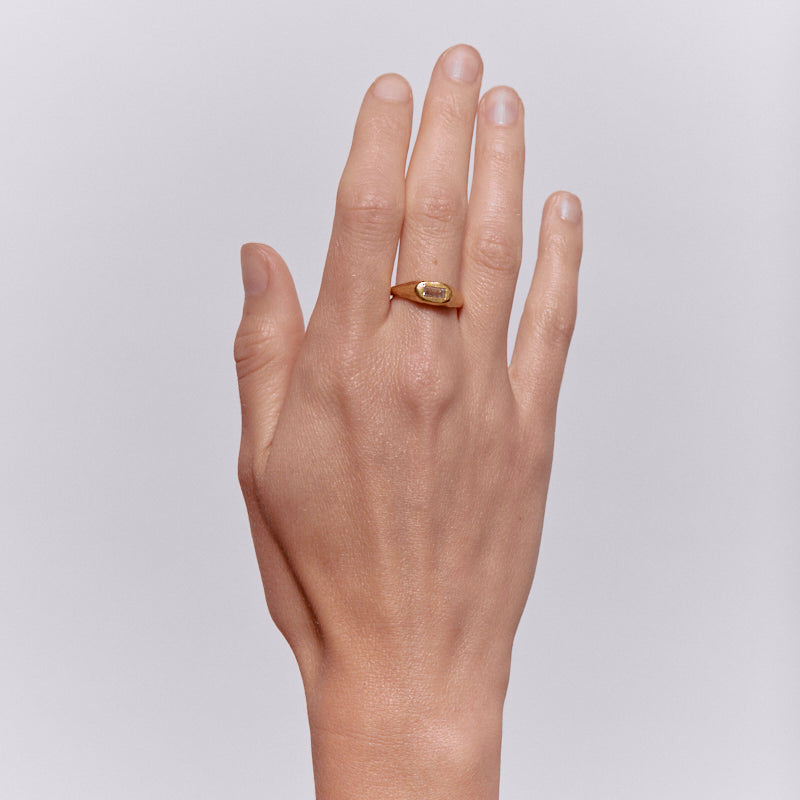 Filius Ring with Zircon - 18K Gold Plated