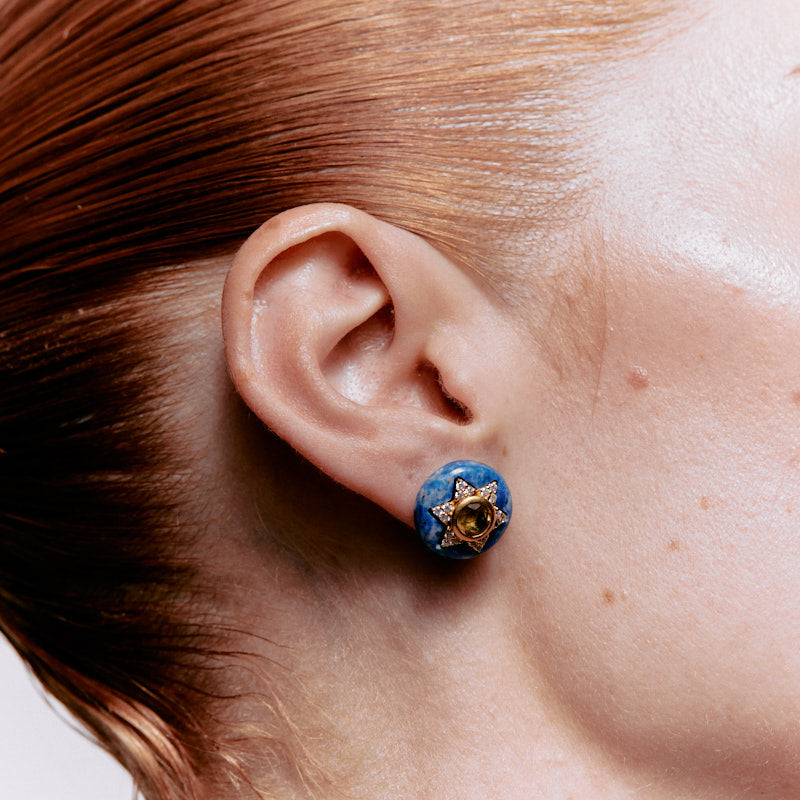 Lunaire Studs in Lapis Lazuli - 24K Vermeil