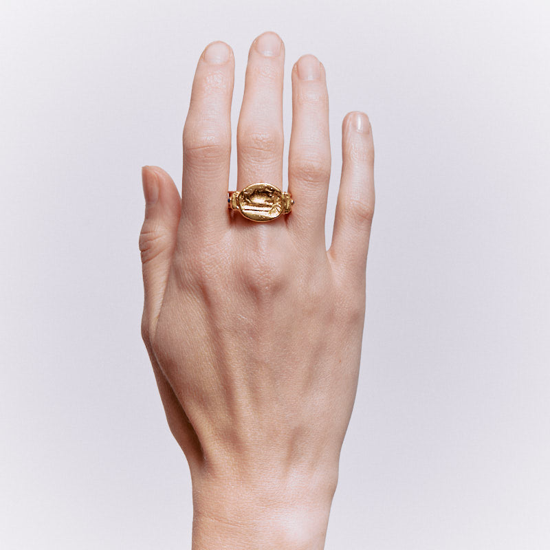 Kurt Ring with Lapis Lazuli - 18K Gold Plated