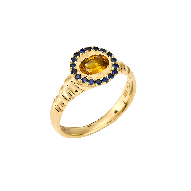 Petite Theseus Ring with Orange Sapphire - Solid Gold