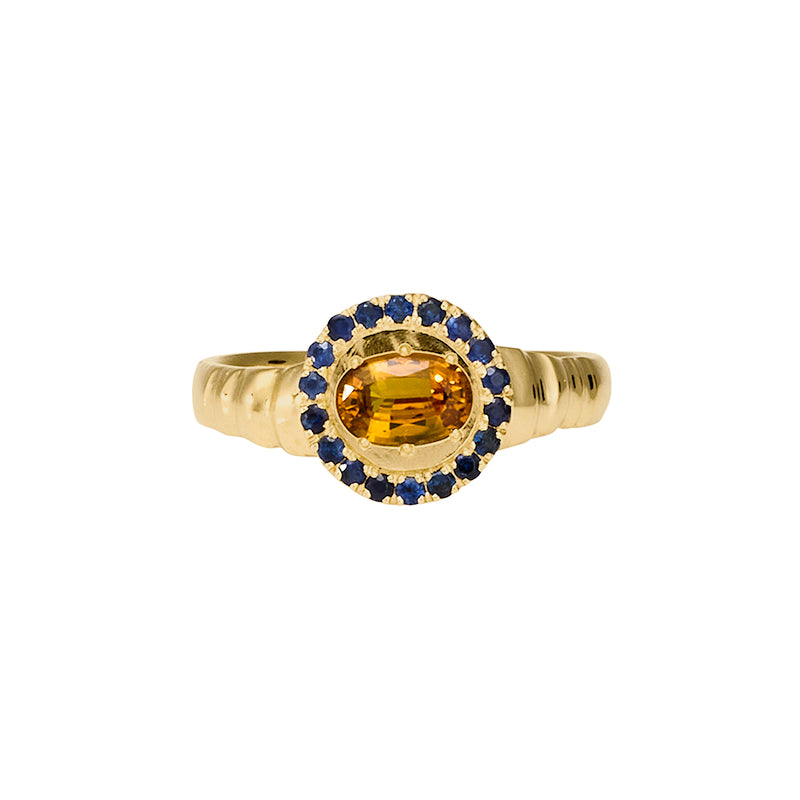 Petite Theseus Ring with Orange Sapphire - Solid Gold