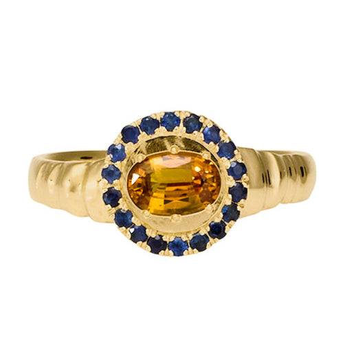 Petite Theseus Ring with Orange Sapphire - Solid Gold