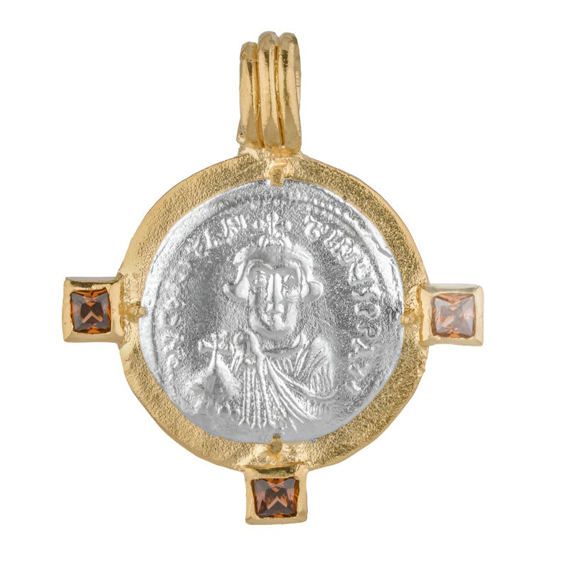 Constantinopolis Medallion with Smokey Quartz - 24K Vermeil