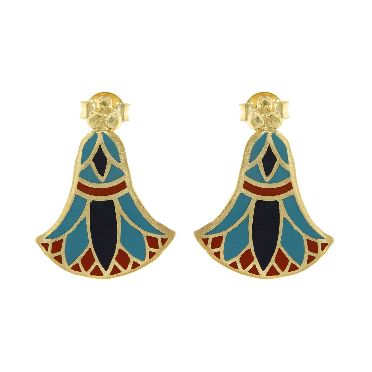 Amarna Atum Earrings with Enamel - 18K Gold Plated