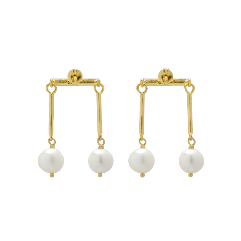 Caliburn Earrings with Pearl - 18K Gold Plated