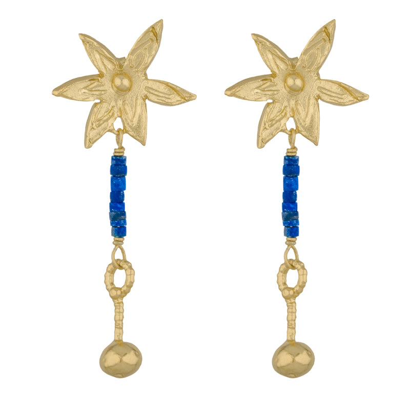 Vittoria Earrings with Lapis Lazuli - 18K Gold Plated