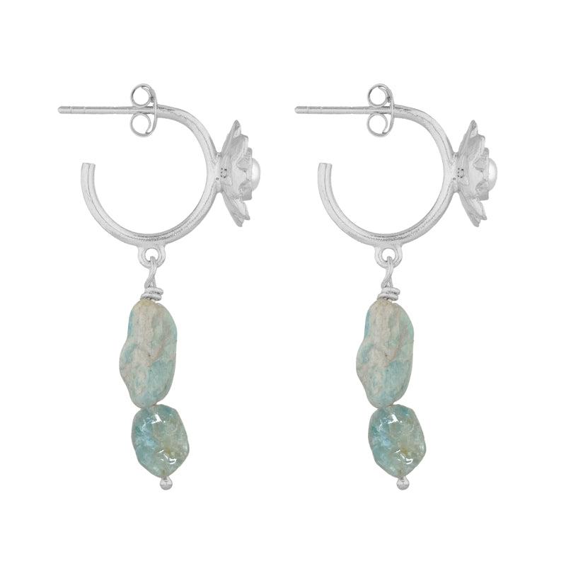 Perdita Earrings with Aquamarine and Pearl - Sterling Silver