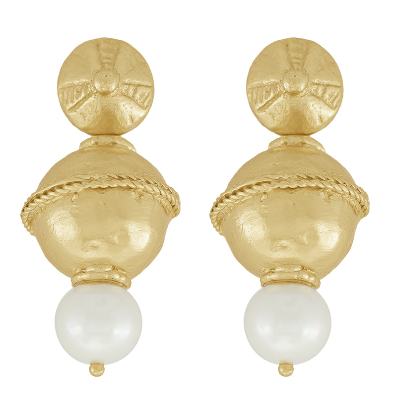 Ostanes Earrings with Pearl - 18K Gold Plated