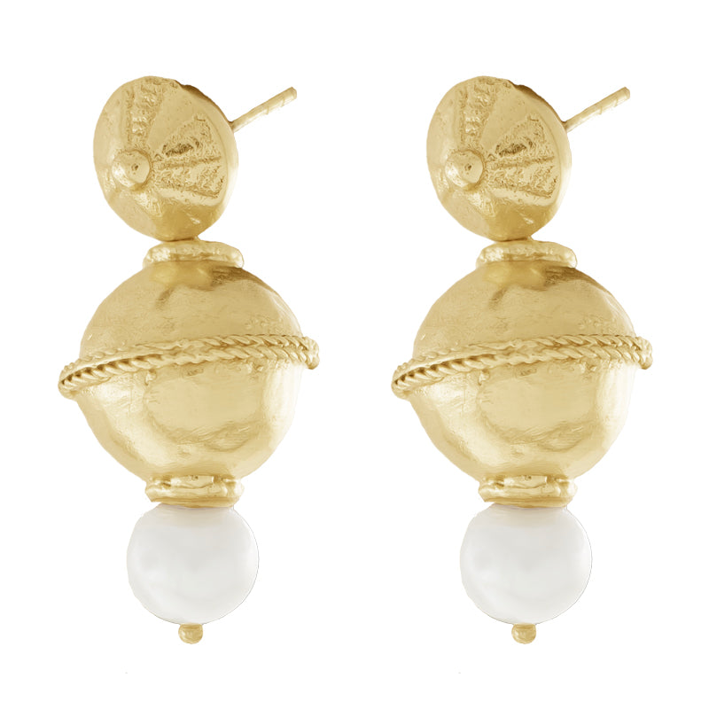 Ostanes Earrings with Pearl - 18K Gold Plated