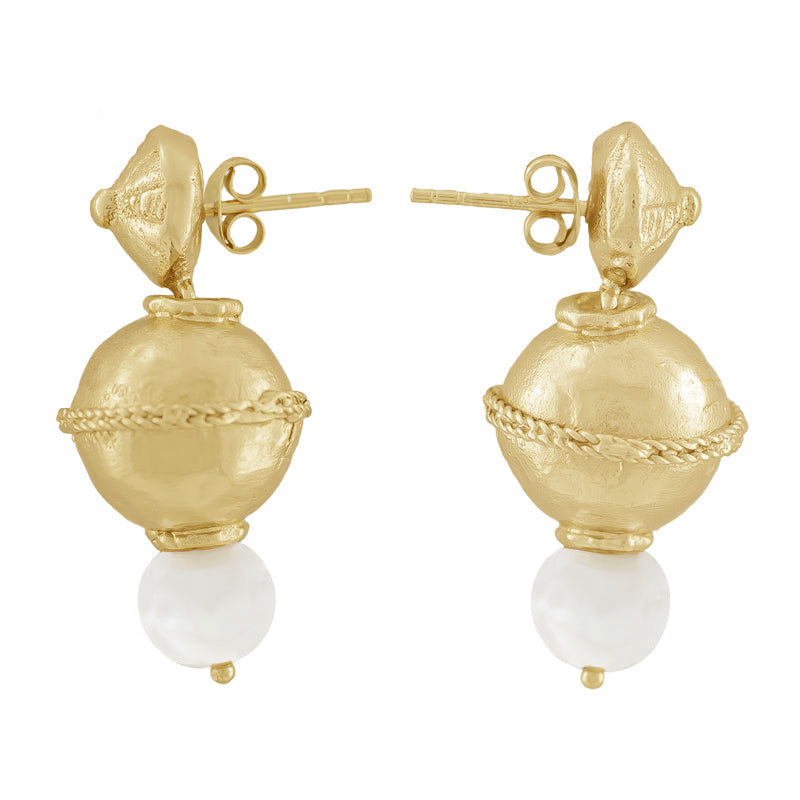 Ostanes Earrings with Pearl - 18K Gold Plated