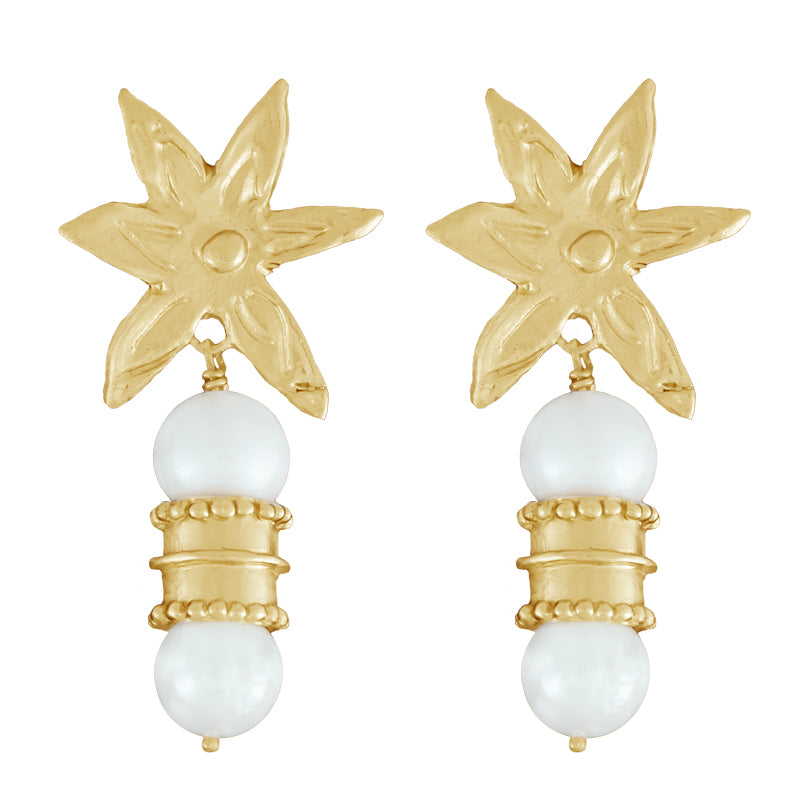 Albedo Earrings in Pearl - 18K Gold Plated