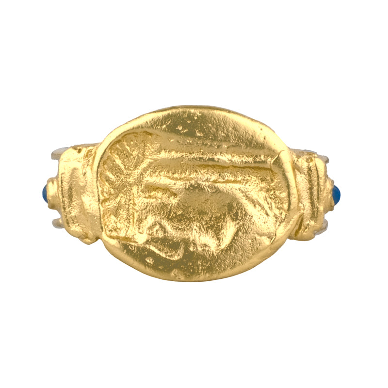 Kurt Ring with Lapis Lazuli - 18K Gold Plated