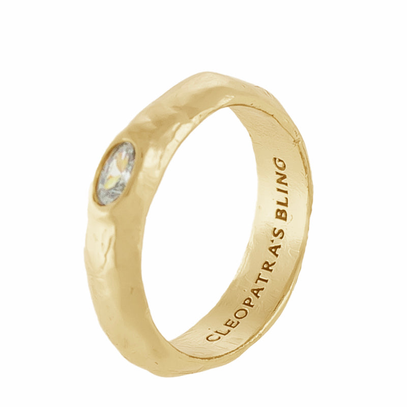 Trismosin Ring with Zircon - 18K Gold Plated