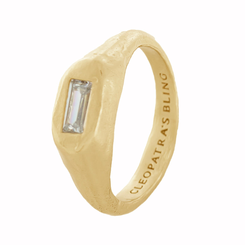 Filius Ring with Zircon - 18K Gold Plated