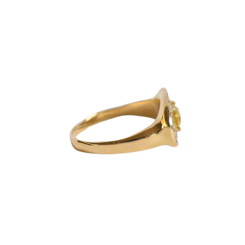 Theseus Ring with Yellow Sapphire and Diamond - Solid Gold