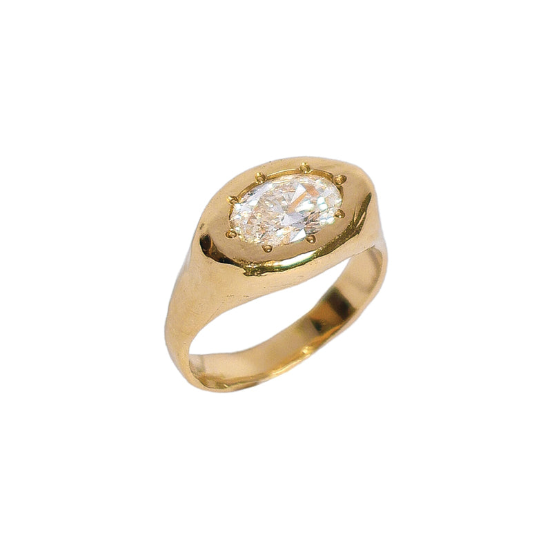 Egeria Ring with White Diamond - Solid Gold