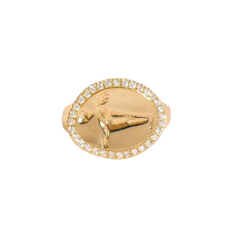 Peristera Ring with White Diamond - Solid Gold