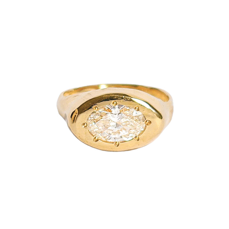 Egeria Ring with White Diamond - Solid Gold