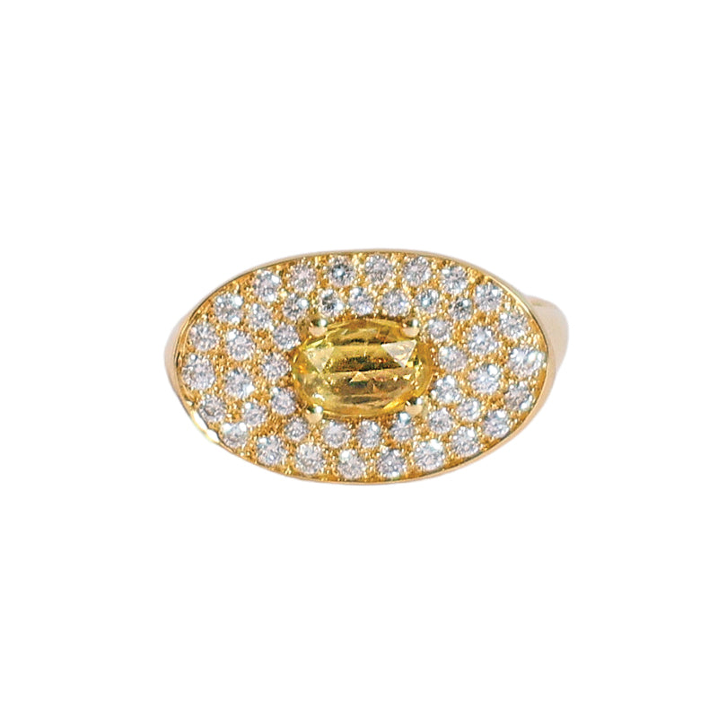 Theseus Ring with Yellow Sapphire and Diamond - Solid Gold