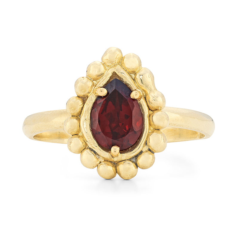 Rhea Ring in Garnet - Solid Gold