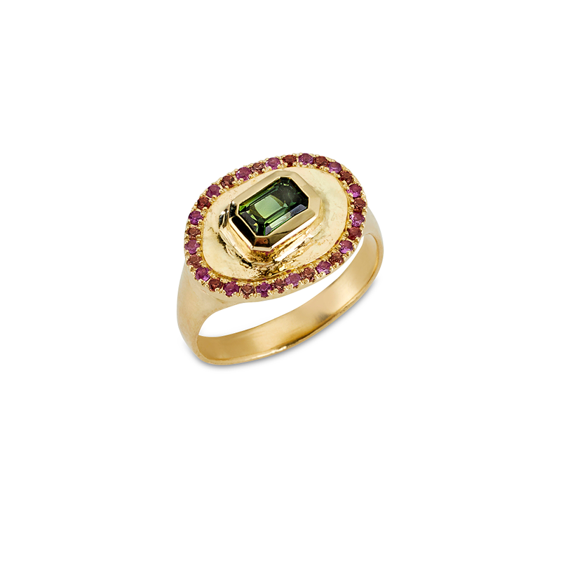Theseus Ring with Green Sapphire - Solid Gold