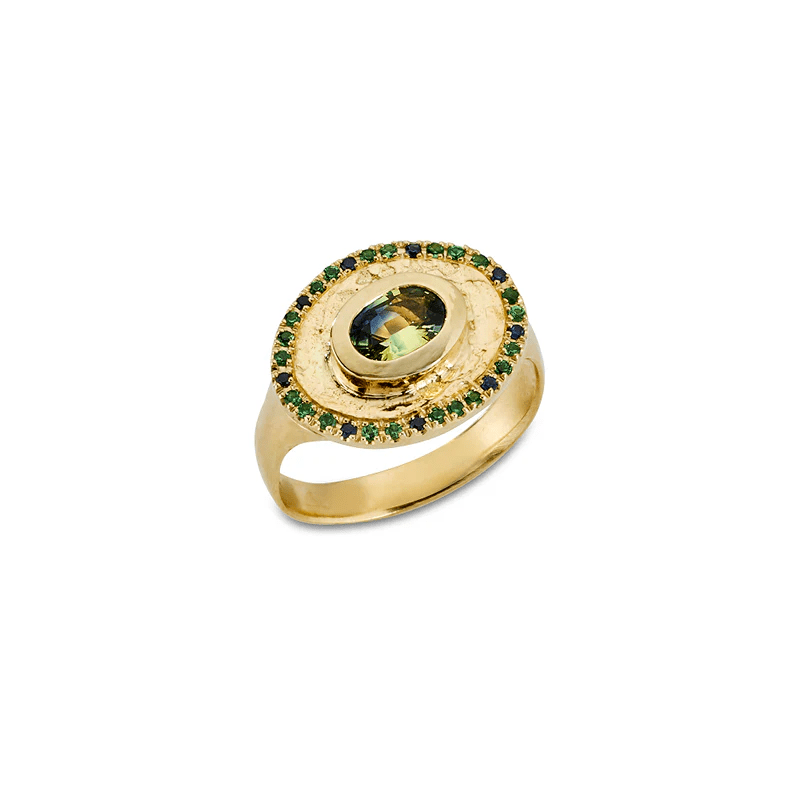 Theseus Ring with Parti Sapphire - Solid Gold