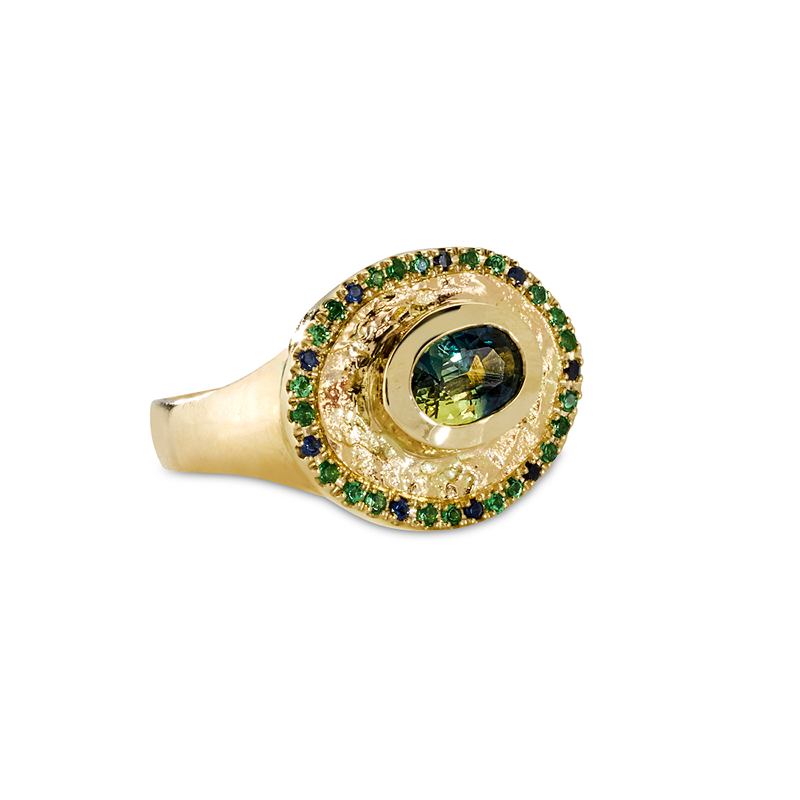 Theseus Ring with Parti Sapphire - Solid Gold