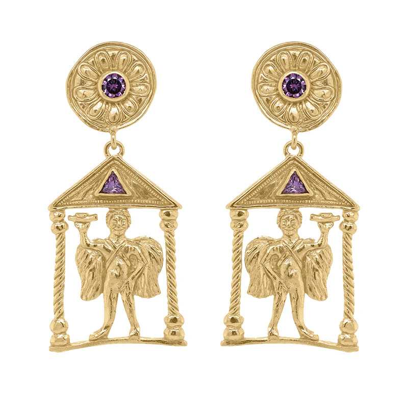 Chora Earrings with Amethyst - 18K Gold Plated