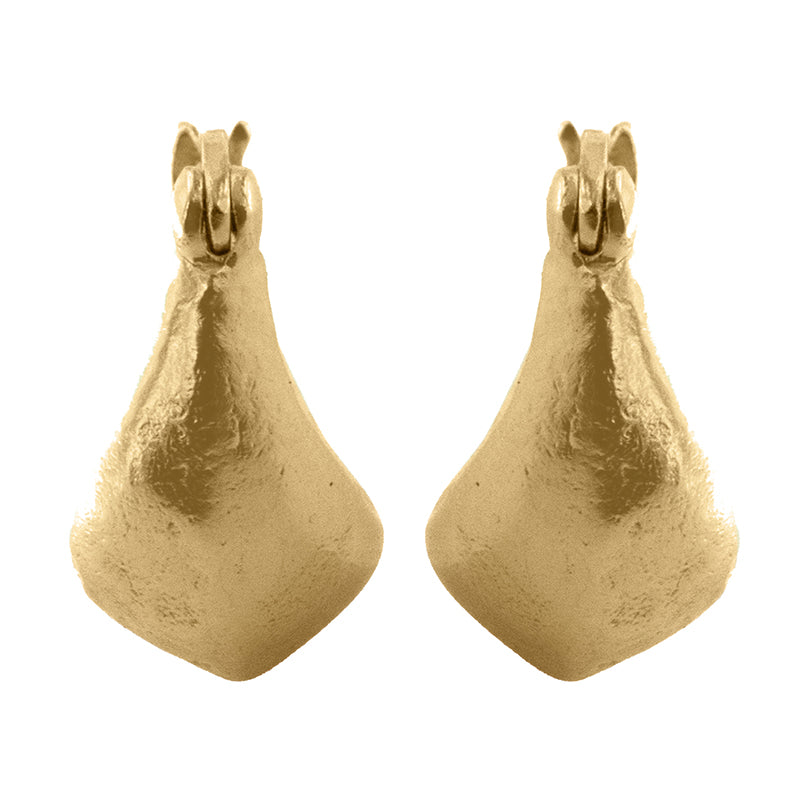 Antonis Hoop Earrings - Textured gold pear-shaped drop earrings.