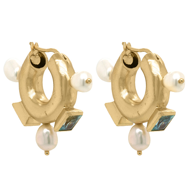 Theodora Earrings in Aquamarine Zircon - 18K Gold Plated