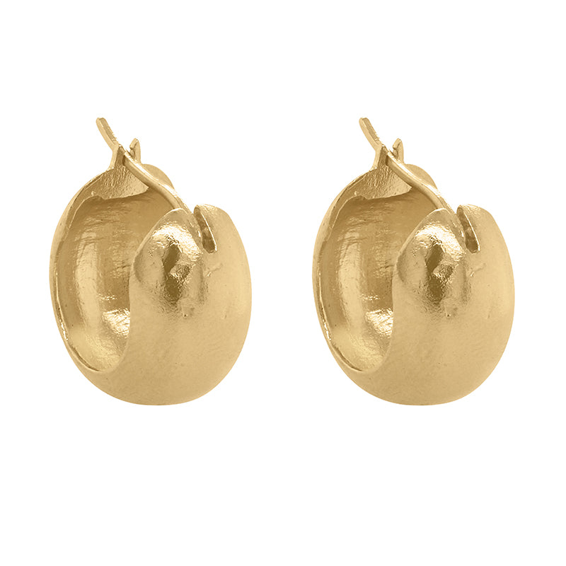 Hecate Hoop - Textured gold earrings with a brushed finish.