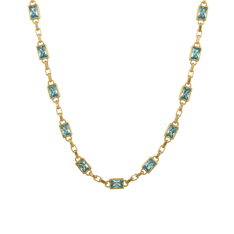 Argus Necklace (with Aquamarine Zircon) - 18K Gold Plated