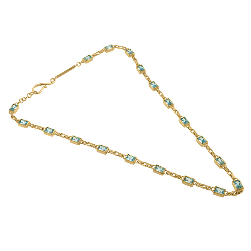 Argus Necklace (with Aquamarine Zircon) - 18K Gold Plated