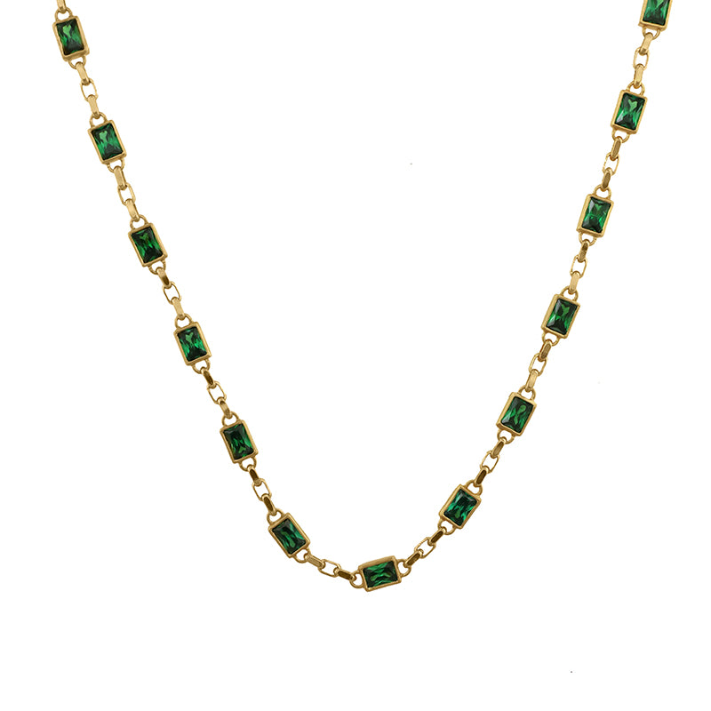 Busiris Necklace (with Emerald Green Zircon) - 18K Gold Plated