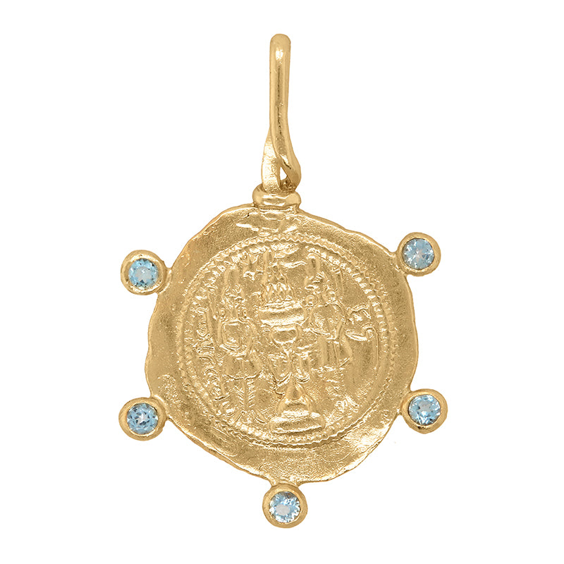 Banu Pendant with Aquamarine - 18K Gold Plated